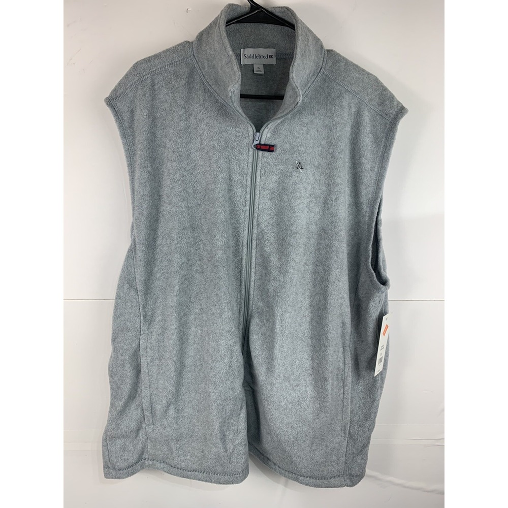 NWT Saddlebred Mens XL Grey Sleeveless Full Zip Vest